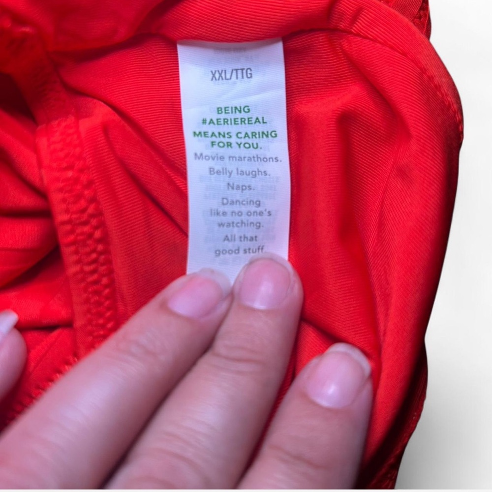 NWT Aerie Red Women's One Piece wide rib cut out Swimsuit - Picture 7 of 7